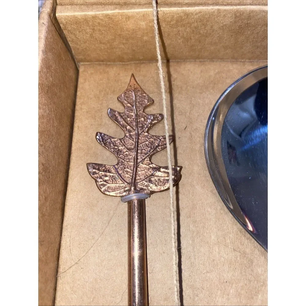 Thirstystone Oak Leaf Salad Servers Set 2pc Stainless Steel Copper Finish New